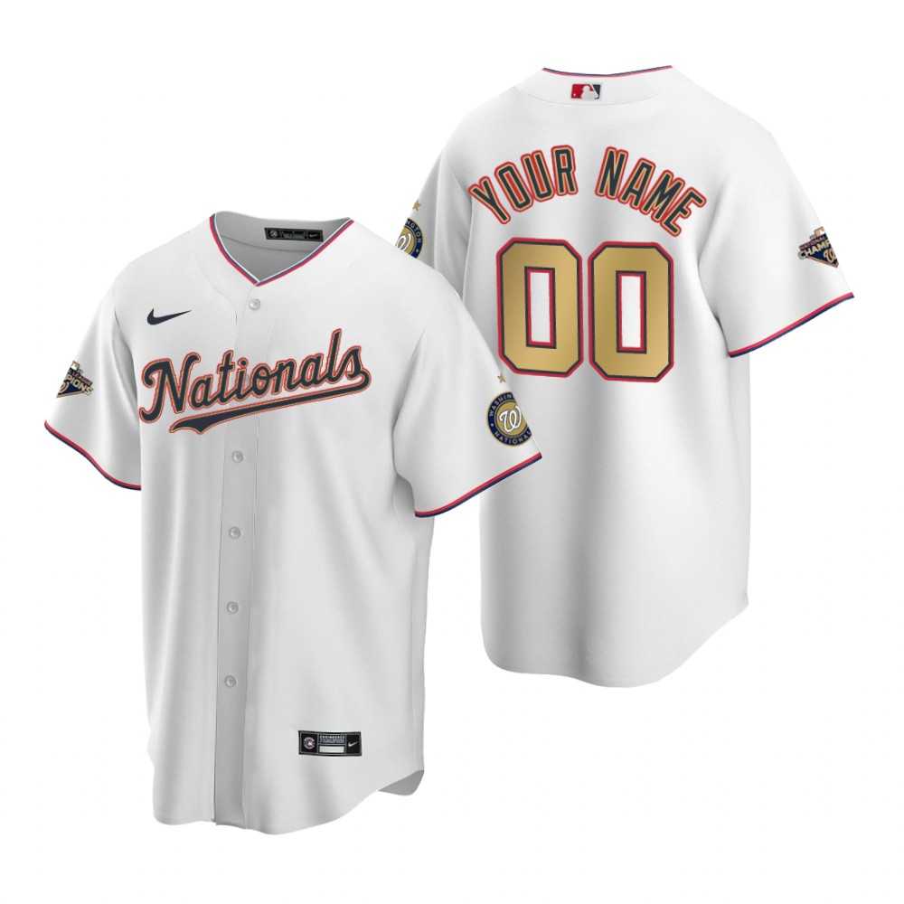 Customized Washington Nationals White Gold 2019 World Series Champions Stitched MLB Cool Base Nike Jersey,We sell and wholesale Customized Washington Nationals White Gold 2019 World Series Champions Stitched MLB Cool Base Nike Jersey on line form chian!